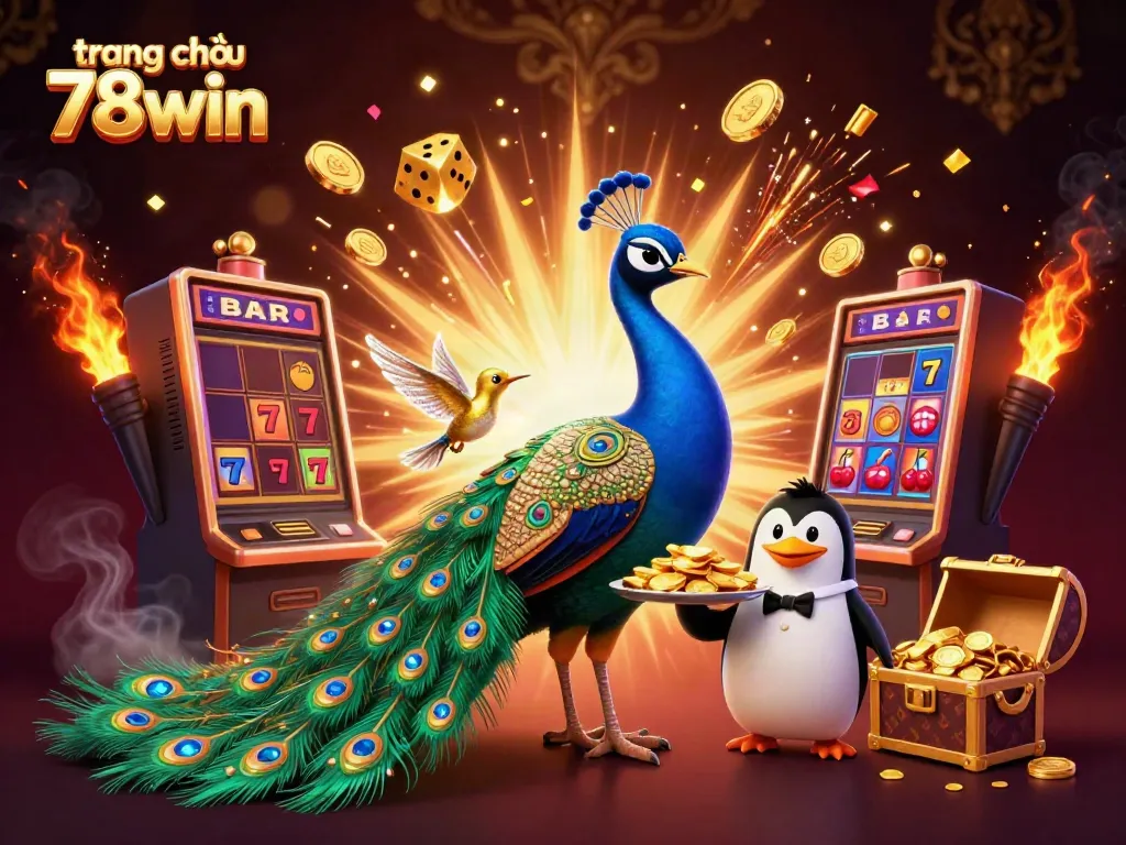Experience vibrant gaming with the stunning trang chủ 78win scene featuring casino elements and lively characters.