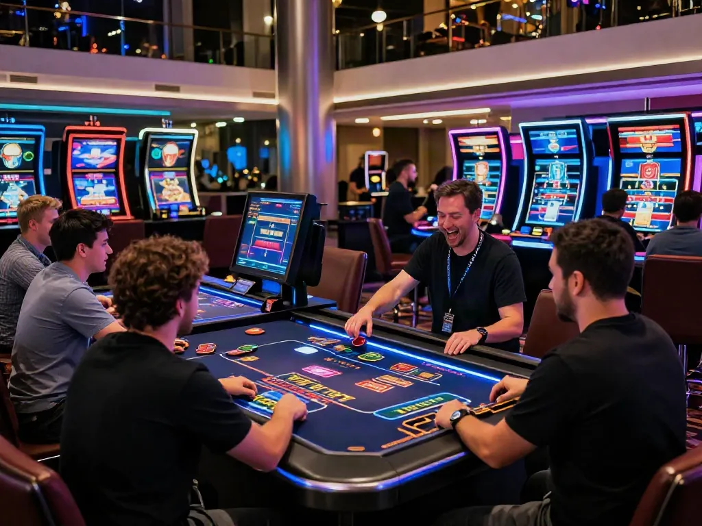 Crypto Casino Canada Fast Withdrawls gaming scene with players at digital tables