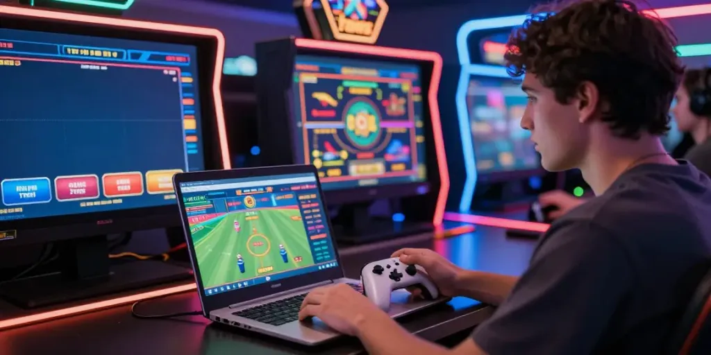 Immersive online betting experience at https://du88az.net/ with vibrant screens and focused player.