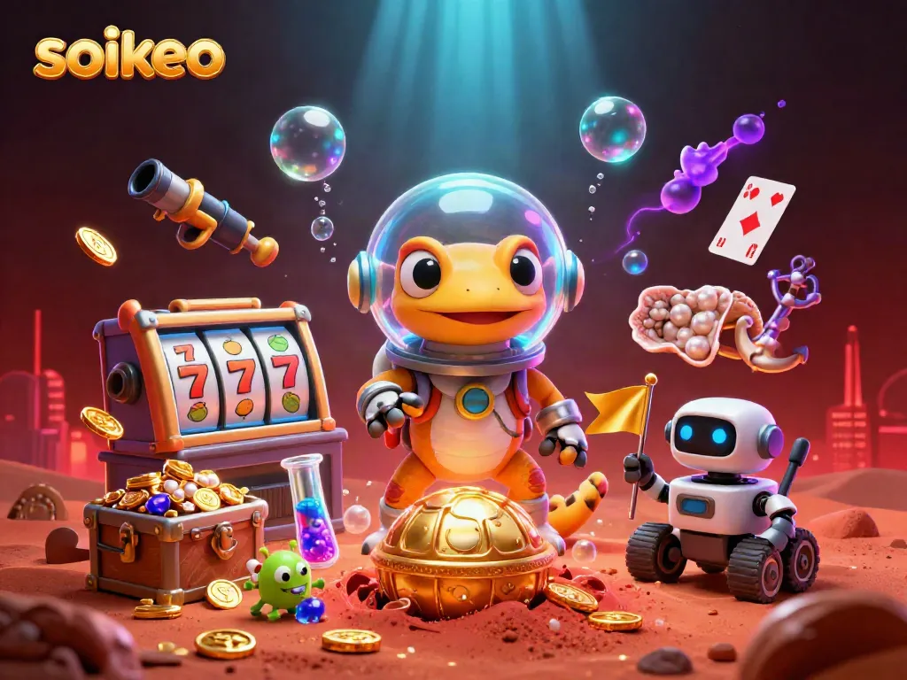 Engage in vibrant Martian slots action with soikeo's golden casino adventure.