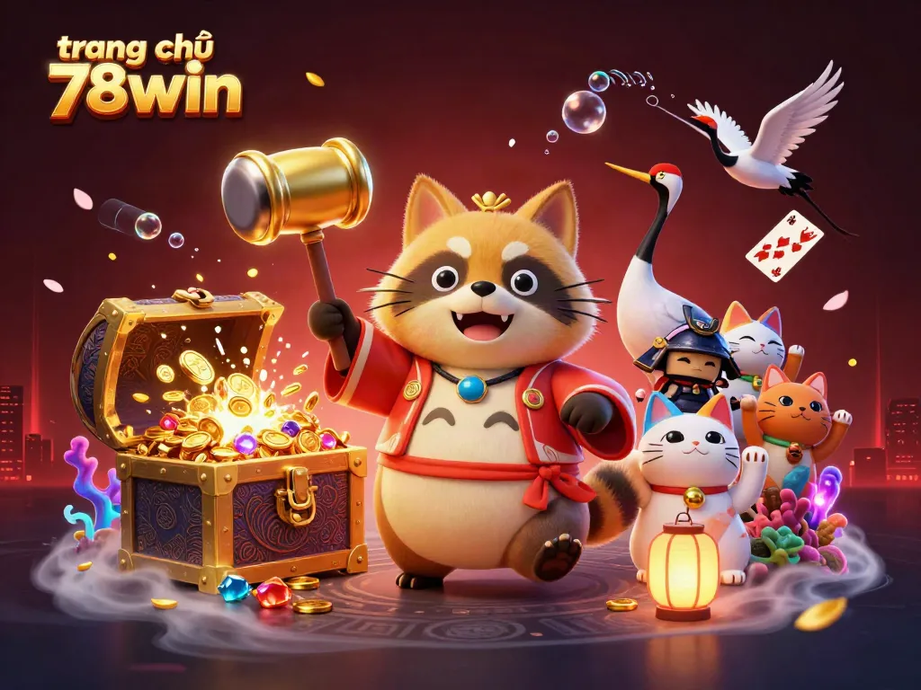 Experience excitement at trang chủ 78win with cheerful tanuki and vibrant casino elements.