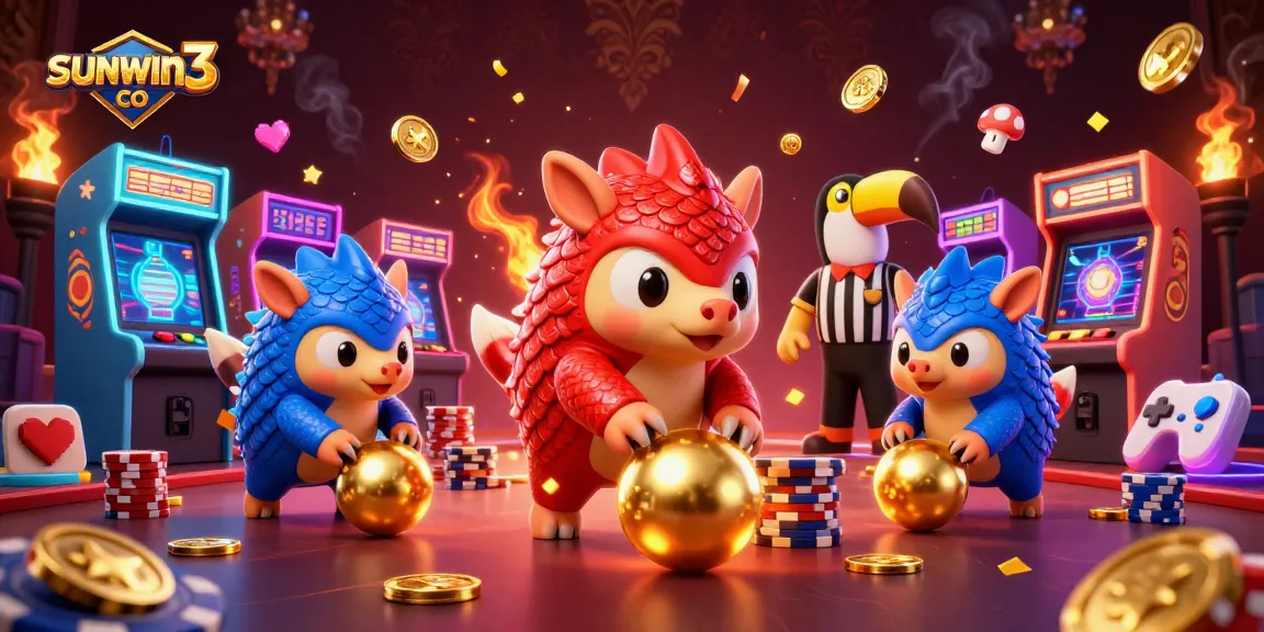 Win big at sunwin3 co while enjoying a vibrant casino-themed arcade adventure illustration.